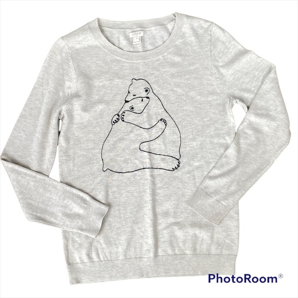 J crew Embroidered polar bear hug Teddie sweater sz S - Picture 2 of 7